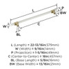 Amerock, Urbanite, 18" Bar Appliance Pull, Golden Champagne with White - technical