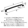 Amerock, Surpass, 8 13/16" (224mm) Curved Pull, Matte Black - technical