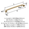 Amerock, Surpass, 8 13/16" (224mm) Curved Pull, Golden Champagne - technical