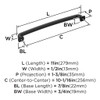 Amerock, Surpass, 10 1/16" (256mm) Curved Pull, Matte Black - technical