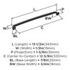 Amerock, Surpass, 12 5/8" (320mm) Curved Pull, Matte Black - technical