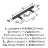 Amerock, Bar Pulls, 3" Bar Pull, Matte Black - technical