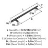 Amerock, Bar Pulls, 7 9/16" (192mm) Bar Pull, Matte Black - technical