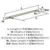 Amerock, Bar Pulls, 8 13/16" (224mm) Bar Pull, Satin Nickel - technical