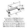 Amerock, Balata, 3" (76mm) Straight Pull, Polished Nickel - technical