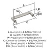 Amerock, Balata, 3 3/4" (96mm) Straight Pull, Satin Nickel - technical