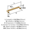 Amerock, Balata, 5 1/16" (128mm) Straight Pull, Champagne Bronze - technical