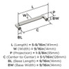 Amerock, Balata, 5 1/16" (128mm) Straight Pull, Polished Nickel - technical