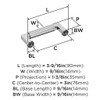 Amerock, Ballard, 3" (76mm) Straight Pull, Polished Chrome - technical