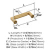 Amerock, Ballard, 3" (76mm) Straight Pull, Champagne Bronze - technical Amerock, Ballard, 3" (76mm) Straight Pull, Champagne Bronze - technical