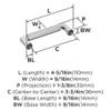 Amerock, Ballard, 3 3/4" (96mm) Straight Pull, Polished Chrome - technical Amerock, Ballard, 3 3/4" (96mm) Straight Pull, Polished Chrome - technical