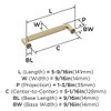 Amerock, Ballard, 5 1/16" (128mm) Straight Pull, Golden Champagne - technical