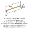 Amerock, Ballard, 10 1/16" (256mm) Straight Pull, Champagne Bronze - technical