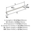 Amerock, Ballard, 12 5/8" (320mm) Straight Pull, Satin Nickel - technical