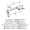 Amerock, Balon, 3 3/4" (96mm) Straight Pull, Polished Chrome - technical