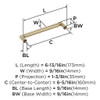 Amerock, Balon, 6 5/16" (160mm) Straight Pull, Golden Champagne - technical