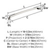 Amerock, Bellamy, 18" Curved Appliance Pull, Polished Nickel - technical Amerock, Bellamy, 18" Curved Appliance Pull, Polished Nickel - technical