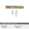 Amerock, Bellamy, 3" (76mm) Curved Pull, Golden Champagne - mounting hardware Amerock, Bellamy, 3" (76mm) Curved Pull, Golden Champagne - mounting hardware