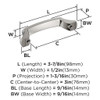 Amerock, Bellamy, 3" (76mm) Curved Pull, Polished Nickel - technical