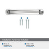 Amerock, Bellamy, 3 3/4" (96mm) Curved Pull, Polished Chrome - mounting hardware