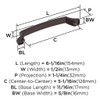 Amerock, Bellamy, 5 1/16" (128mm) Curved Pull, Oil Rubbed Bronze - technical Amerock, Bellamy, 5 1/16" (128mm) Curved Pull, Oil Rubbed Bronze - technical