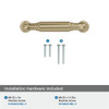 Amerock, Coble, 3" (76mm) Straight Pull, Golden Champagne - mounting hardware