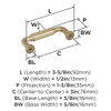 Amerock, Coble, 3" (76mm) Straight Pull, Golden Champagne - technical