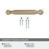 Amerock, Coble, 3 3/4" (96mm) Straight Pull, Golden Champagne - mounting hardware
