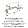 Amerock, Coble, 3 3/4" (96mm) Straight Pull, Golden Champagne - technical