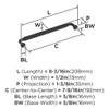 Amerock, Coble, 7 9/16" (192mm) Straight Pull, Oil Rubbed Bronze - technical Amerock, Coble, 7 9/16" (192mm) Straight Pull, Oil Rubbed Bronze - technical