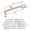 Amerock, Collet, 12" (305mm) Straight Appliance Pull, Golden Champagne - technical