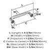 Amerock, Collet, 3 3/4" (96mm) Straight Pull, Polished Nickel - technical Amerock, Collet, 3 3/4" (96mm) Straight Pull, Polished Nickel - technical