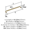Amerock, Collet, 10 1/16" (256mm) Straight Pull, Golden Champagne - technical Amerock, Collet, 10 1/16" (256mm) Straight Pull, Golden Champagne - technical
