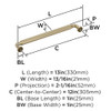 Amerock, Cowrie, 12" (305mm) Straight Appliance Pull, Golden Champagne - technical Amerock, Cowrie, 12" (305mm) Straight Appliance Pull, Golden Champagne - technical
