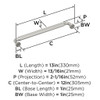 Amerock, Cowrie, 12" (305mm) Straight Appliance Pull, Satin Nickel - technical Amerock, Cowrie, 12" (305mm) Straight Appliance Pull, Satin Nickel - technical