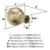 Amerock, Cowrie, 1 1/8" Round Knob, Golden Champagne - technical