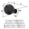 Amerock, Cowrie, 1 1/8" Round Knob, Matte Black - technical