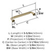 Amerock, Cowrie, 5 1/16" (128mm) Straight Pull, Golden Champagne - technical