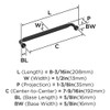 Amerock, Cowrie, 7 9/16" (192mm) Straight Pull, Matte Black - technical Amerock, Cowrie, 7 9/16" (192mm) Straight Pull, Matte Black - technical