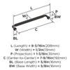 Amerock, Cowrie, 7 9/16" (192mm) Straight Pull, Oil Rubbed Bronze - technical Amerock, Cowrie, 7 9/16" (192mm) Straight Pull, Oil Rubbed Bronze - technical