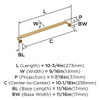 Amerock, Cowrie, 10 1/16" (256mm) Straight Pull, Champagne Bronze - technical