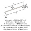Amerock, Cowrie, 12 5/8" (320mm) Straight Pull, Satin Nickel - technical