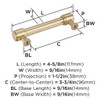 Amerock, Faircrest, 3 3/4" (96mm) Straight Pull, Golden Champagne - technical Amerock, Faircrest, 3 3/4" (96mm) Straight Pull, Golden Champagne - technical