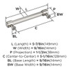 Amerock, Faircrest, 5 1/16" (128mm) Straight Pull, Polished Nickel - technical