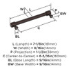 Amerock, Faircrest, 6 5/16" (160mm) Straight Pull, Oil Rubbed Bronze - technical Amerock, Faircrest, 6 5/16" (160mm) Straight Pull, Oil Rubbed Bronze - technical