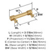 Amerock, Faraday, 3" (76mm) Straight Pull, Champagne Bronze - technical