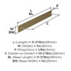 Amerock, Ladera, 10 1/16" (256mm) Pull Backplate, Golden Champagne - technical Amerock, Ladera, 10 1/16" (256mm) Pull Backplate, Golden Champagne - technical