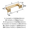 Amerock, Lintel, 3" (76mm) Straight Pull, Golden Champagne - technical Amerock, Lintel, 3" (76mm) Straight Pull, Golden Champagne - technical