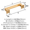 Amerock, Lintel, 3 3/4" (96mm) Straight Pull, Champagne Bronze - technical