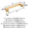 Amerock, Lintel, 5 1/16" (128mm) Straight Pull, Champagne Bronze - technical Amerock, Lintel, 5 1/16" (128mm) Straight Pull, Champagne Bronze - technical